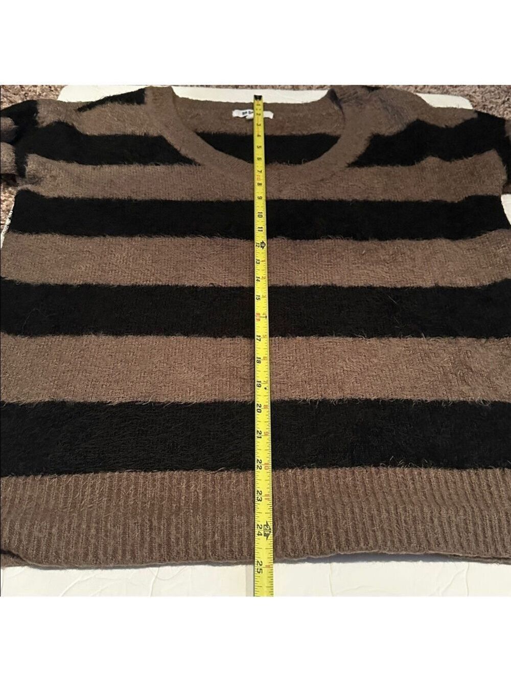 BB Dakota V-Neck Sweater - Black and Brown Stripes Medium - Picture 7 of 7